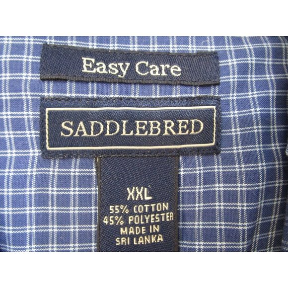 Mens Saddlebred Easy Care Navy White Mini Check XXL Buttondown Shirt New - Picture 7 of 9